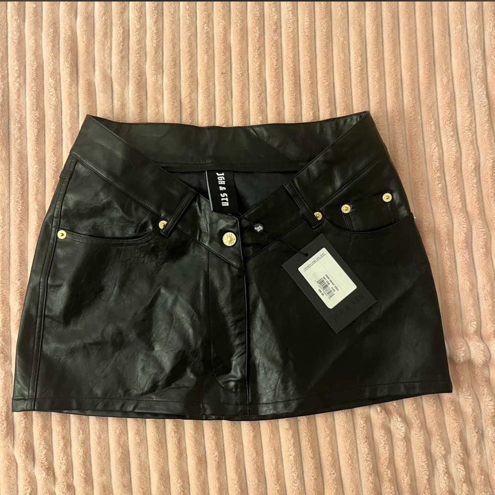 Faux Leather Black Mini Skirt - jagger & stone